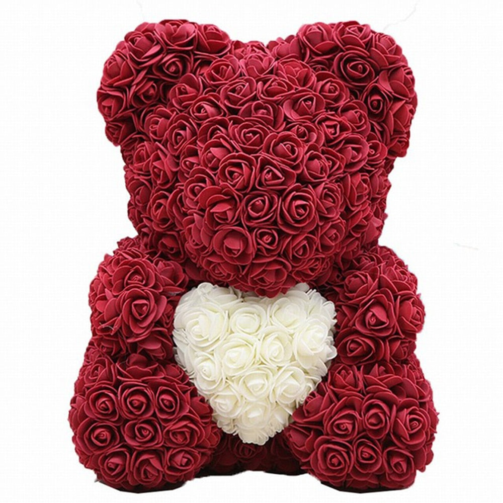 25/40CM Rose Bear Artificial Flowers Teddy Roses Bear for Wedding Anniversary Girlfriend Valentine&#39;s Day Christmas DIY Gifts Box - Executive-Skincare