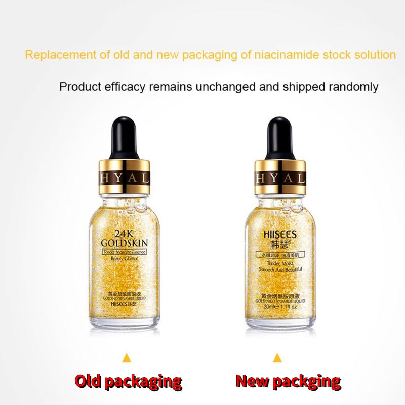 24k Gold Face Serum Nicotinamide Facial Essence Liquid Pure Anti-Aging Wrinkle MoisturizingWhitening Refreshing Skin Care - Executive-Skincare