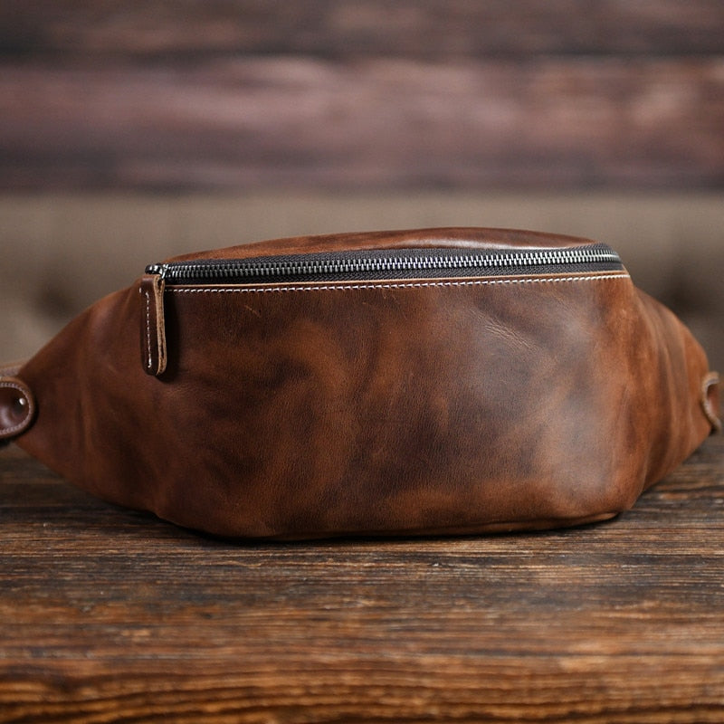 PNDME high quality cowhide simple vintage chest bag genuine leather men&#39;s shoulder messenger belt bag casual sports waist packs - Executive-Skincare