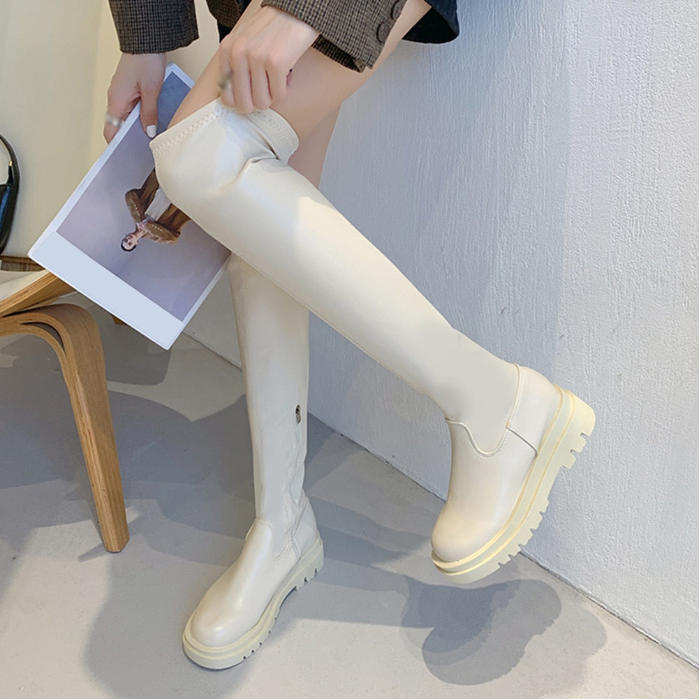 DORATASIA Brand New Female Platform Thigh High Boots Fashion Slim Chunky Heels Over The Knee Boots Women Party Shoes Woman - Executive-Skincare