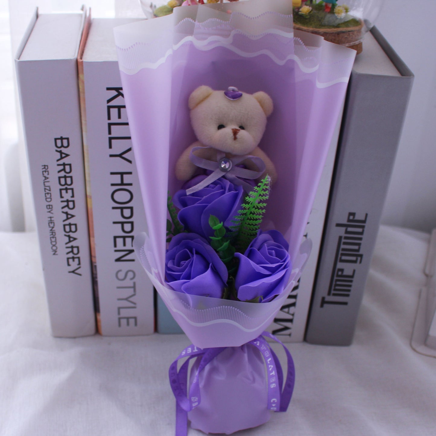 Promotion  3 colors Doll Teddy Bear with Soap Flower Gift Box Valentine child Gift Wedding Decoration Gifts - Executive-Skincare