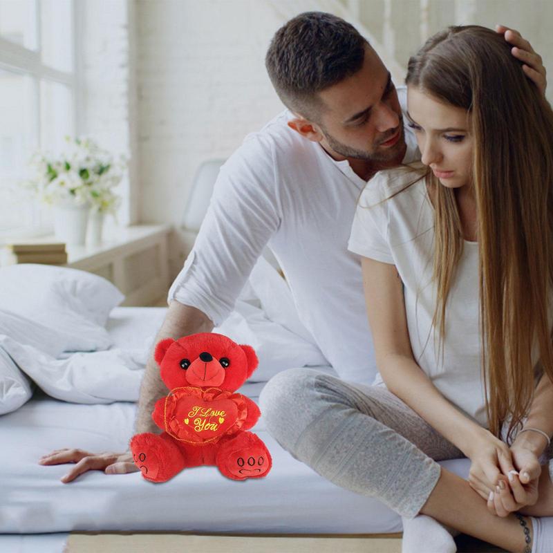 Red Plush Teddy Bear Dolls with Love You Heart 9.84&quot; Valentine&#39;s Day Gifts Couple Hugging Stuffed Teddy Bear for Her and Kids - Executive-Skincare