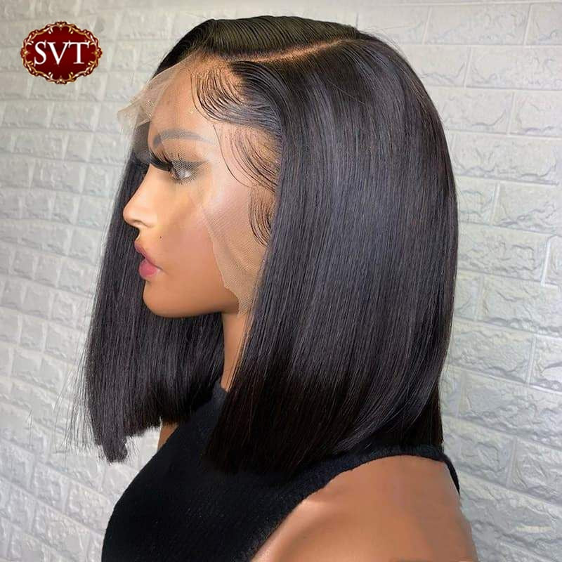 SVT Straight Hair Bob Wigs Lace Front Human Hair Wigs Pre-plucked