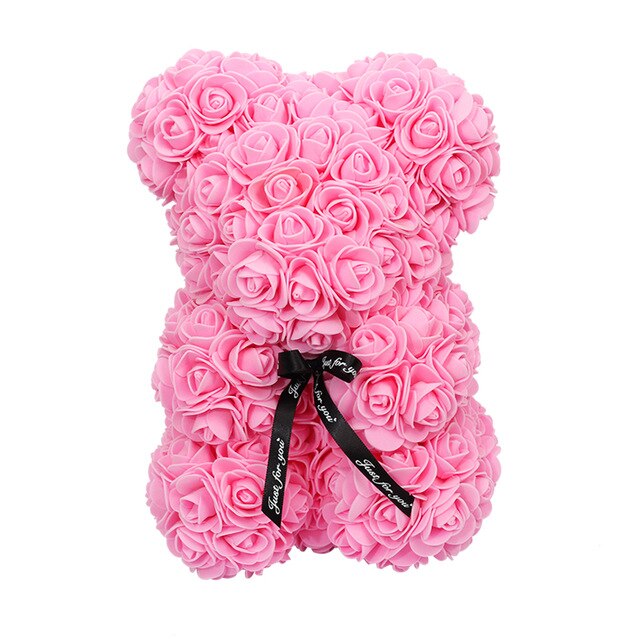 Drop shipping Valentines Day Gift 25cm Red Bear Rose and Rose Teddy Dog Flower Artificial Deco Christmas Gift Mother &#39;s gift - Executive-Skincare