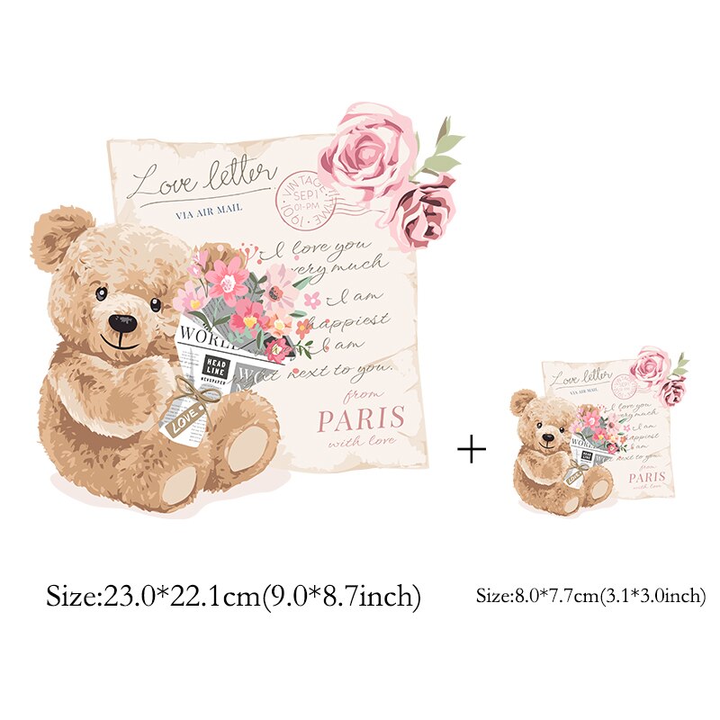 Bear Patch Iron on Transfers for Clothing Thermoadhesive Patches on Clothes Animals Teddy Bear Thermal Stickers on T-shirts - Executive-Skincare