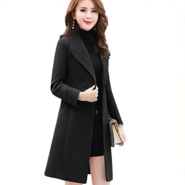 2022 New Spring and Autumn Woolen Coat Female Long Large Size Thick Women Woolen Jacket Slim Lady Clothing Women&#39;s Coats - Executive-Skincare