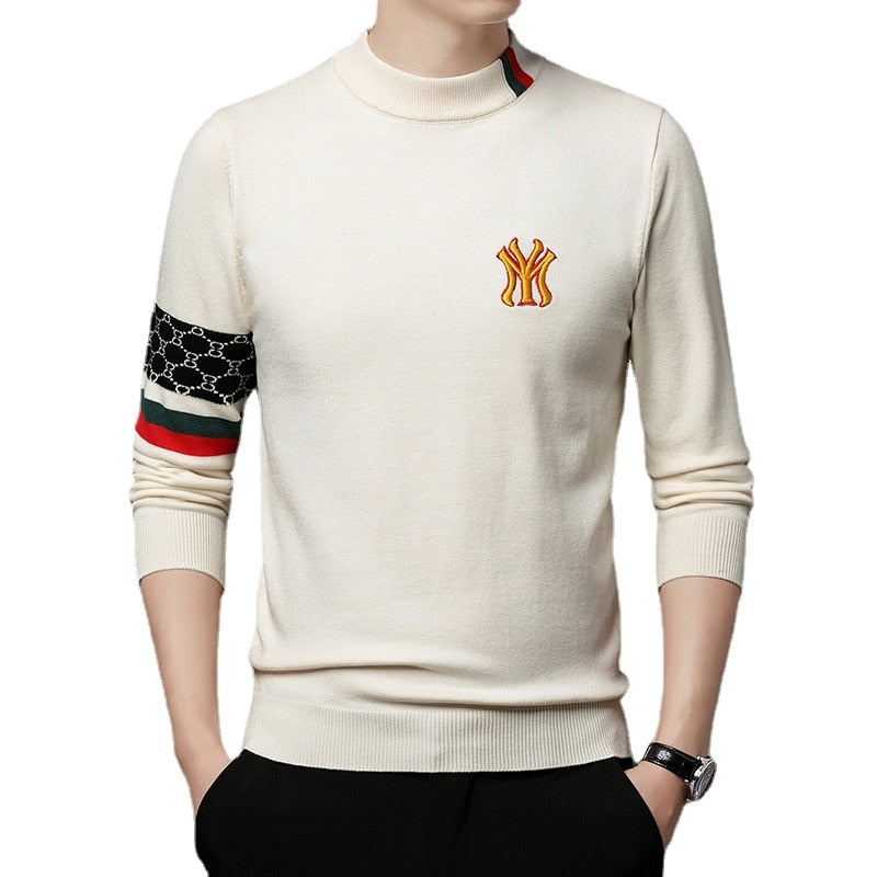 2022 Men&#39;s Mock Neck Pullovers Casual Male Designer Clothing Turtleneck Sweater Luxury Knit Embroidered Sweaters Top Grade S-4XL - Executive-Skincare