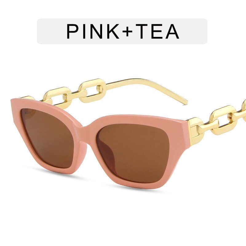 Vintage Cat Eye Sunglasses Women 2022 Trend New Fashion Small Metal Chain Sunglasses Elegant Eyeglasses Fashion Black Shades - Executive-Skincare