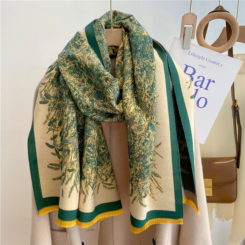 Fashion Winter Warm Cashmere Shawl Scarf for Women Design Neckerchief Pashmina Head Scarves Wrap Femal Poncho Echarpe Bandana - Executive-Skincare