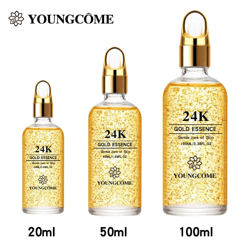 50ml 100ml 24K Gold Face Serum Brightening Skin Tone Hyaluronic Acid Moisturizing Essence Anti wrinkle Whiten Gold Skin Care - Executive-Skincare