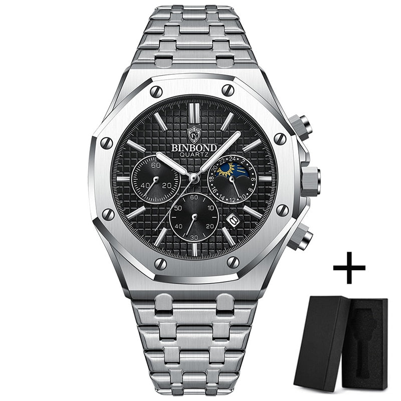 Binbond Wrist Watches For Men With Free Shipping Stainless Steel Waterproof Chronograph Male Wristwatches Relogio Masculino 2022 - Executive-Skincare