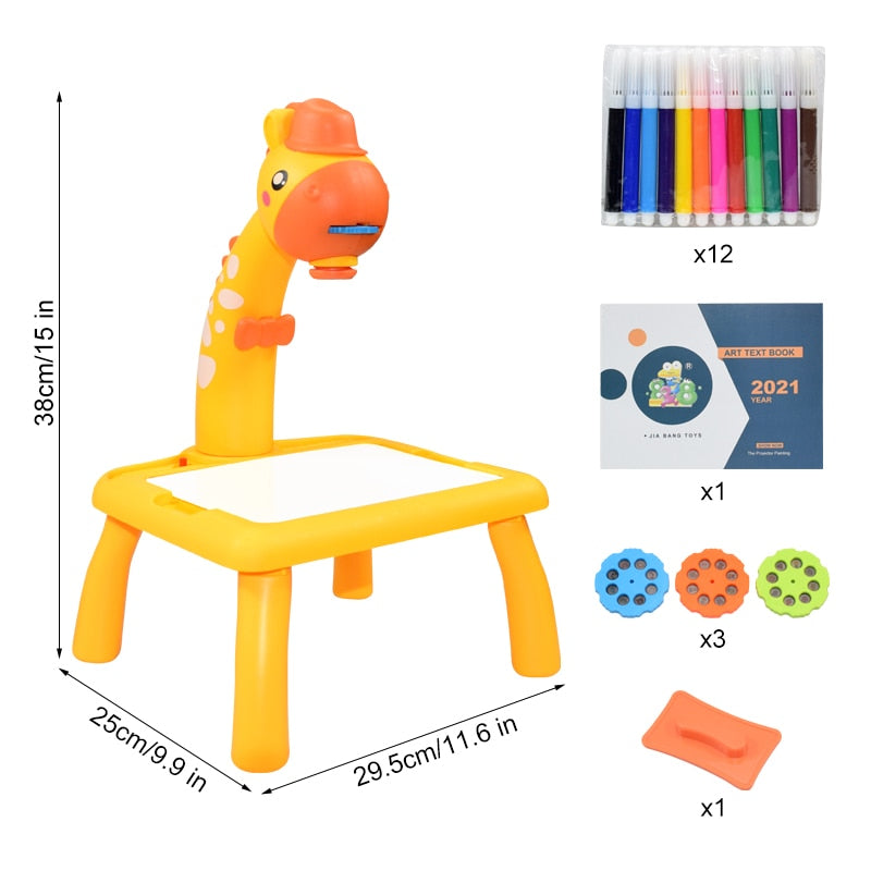 Children Led Projector Art Drawing Table Toys Kids Painting Board Desk Arts Crafts Educational Learning Paint Tools Toy for Girl - Executive-Skincare