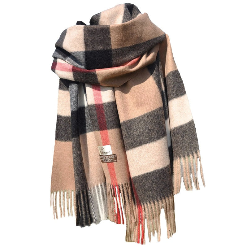 2022 Pamwallymensa Women&#39;s Scarf Winter Luxury Brand Tippet Scarves for Ladies  Plaid Shawls Warm British Style Thicken Man - Executive-Skincare