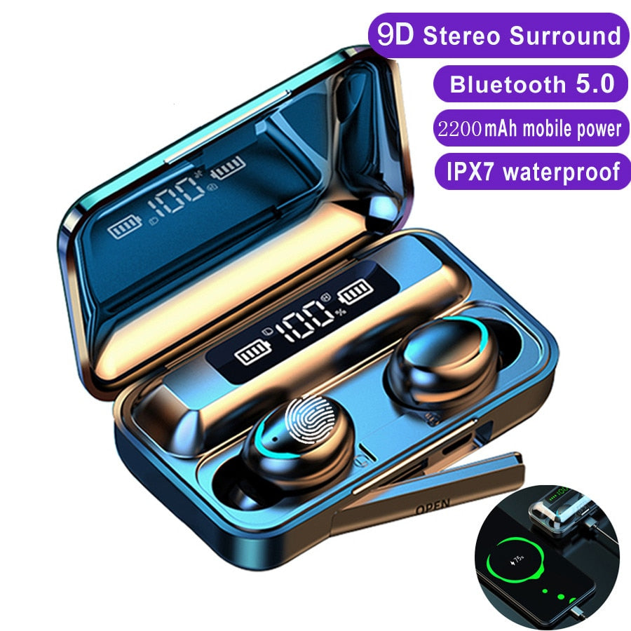 TWS Bluetooth Earphones 2200mAh Charging Box Wireless Headphone Fone Stereo Wireless Headset with Mic Sports Waterproof Earbuds - Executive-Skincare