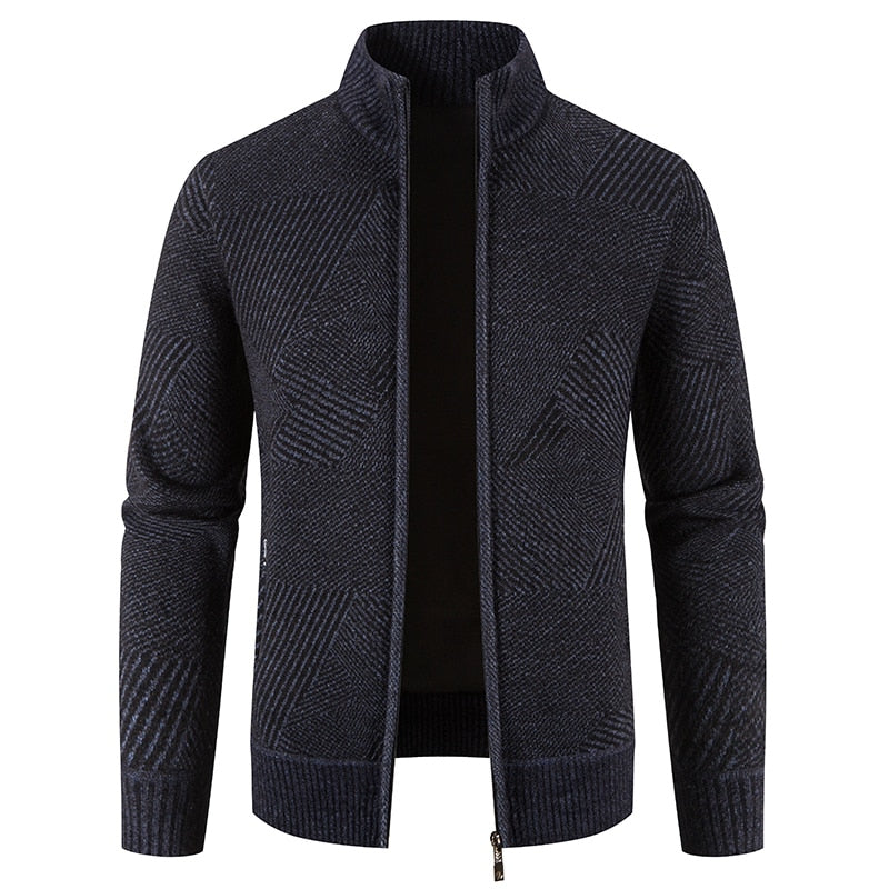 Men Winter Thicker Warm Stand-up Collar Cardigans High Quality  Sweaters Slim Fit Casual Sweater coats Jackets - Executive-Skincare