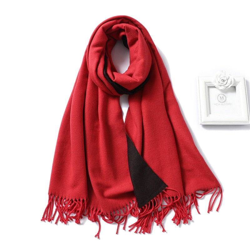 Winter Cashmere Scarf Women Thick Warm Shawls Wraps Lady Solid Scarves Fashion Tassels Pashmina Blanket Quality Foulard 2022 New - Executive-Skincare