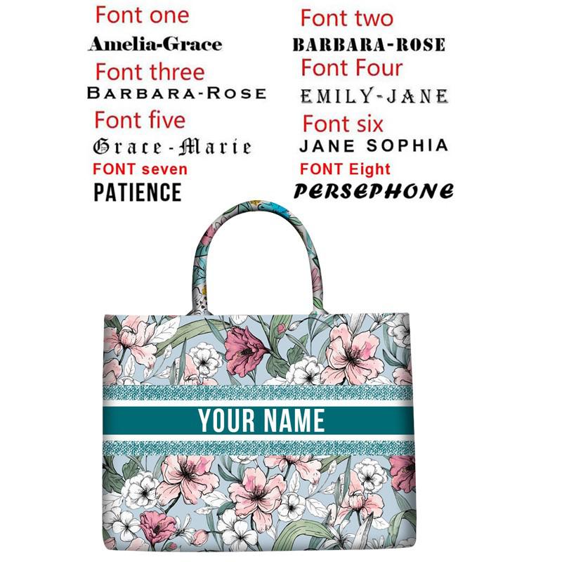 Spring Summer Personalized Fashion Printing Large Capacity Canvas Book Tote Bag With Name Women&#39;s Custom Commuter Shoulder Bag - Executive-Skincare