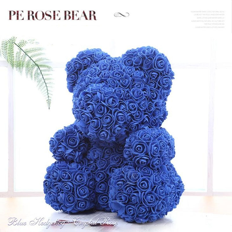 25/35cm Artificial Rose Heart Teddy Bear Handmade Bear of Roses For Women Valentine&#39;s Day Wedding Bithday Gift DropShipping - Executive-Skincare