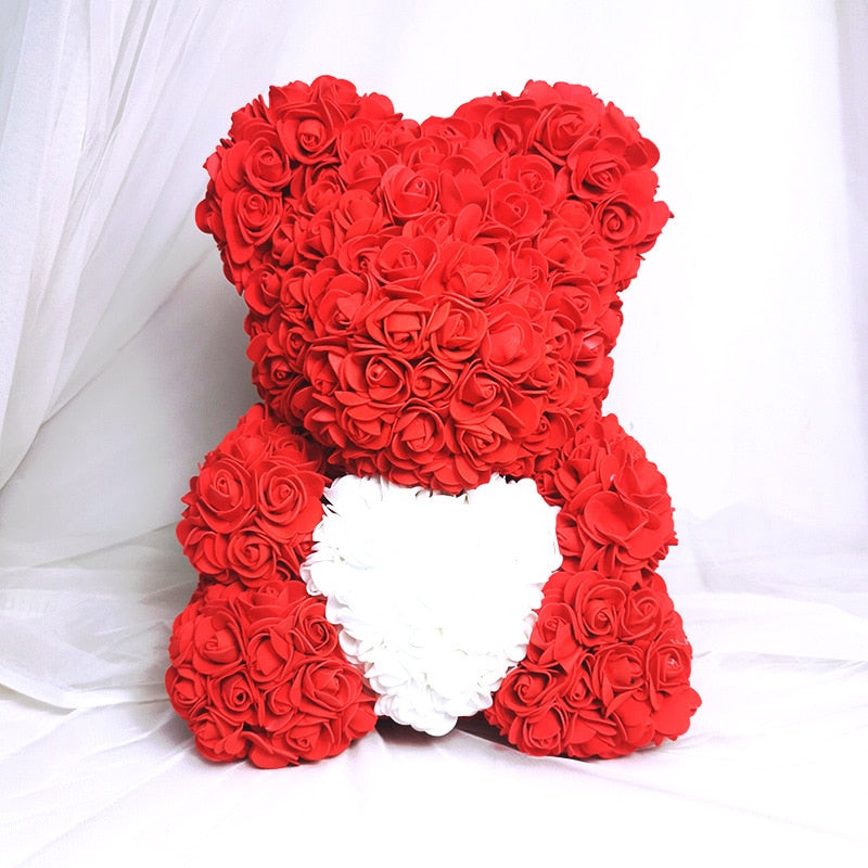 25/40cm Rose Bear Artificial Flowers Girlfriend Anniversary Christmas Valentine&#39;s Day Gift Birthday Present For Wedding Party - Executive-Skincare