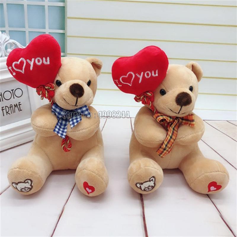 Cute Teddy Love Heart Heart-shaped Bear Plush Doll Scarf Stuffed Animals Kawaii Room Decor Valentine Gifts Toy - Executive-Skincare