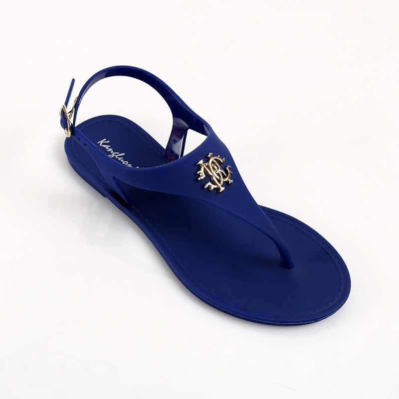 New Women Sandals Summer Fashion Peep Toe Jelly Flip Flops Buckle Non-slip Flat Sandal Woman Sandalia Feminina 2022 Beach Slides - Executive-Skincare