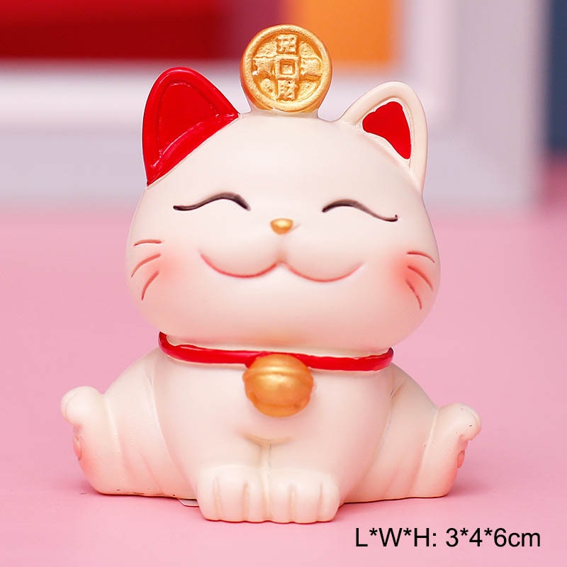 Chinese Lucky Wealth Waving Cat Gold Waving Hand Cat Home Decor Welcome Waving Cat Sculpture Statue Decor Car Ornament - Executive-Skincare