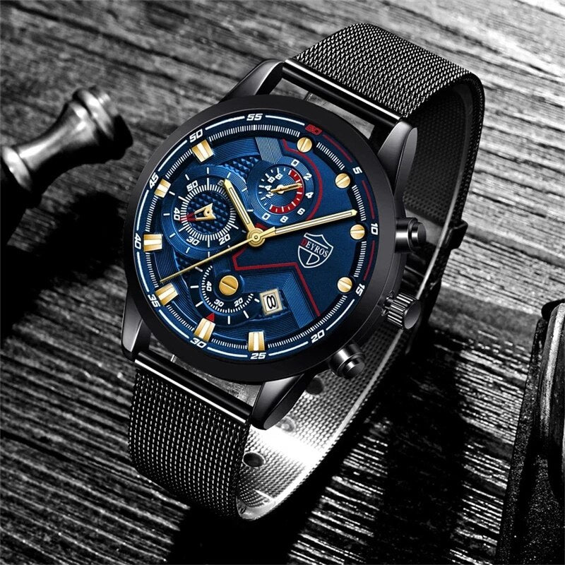 2022 Fashion Mens Sports Watches for Men Business Stainless Steel Quartz Wrist Watch Luxury Man Casual Bracelet Luminous Clock - Executive-Skincare