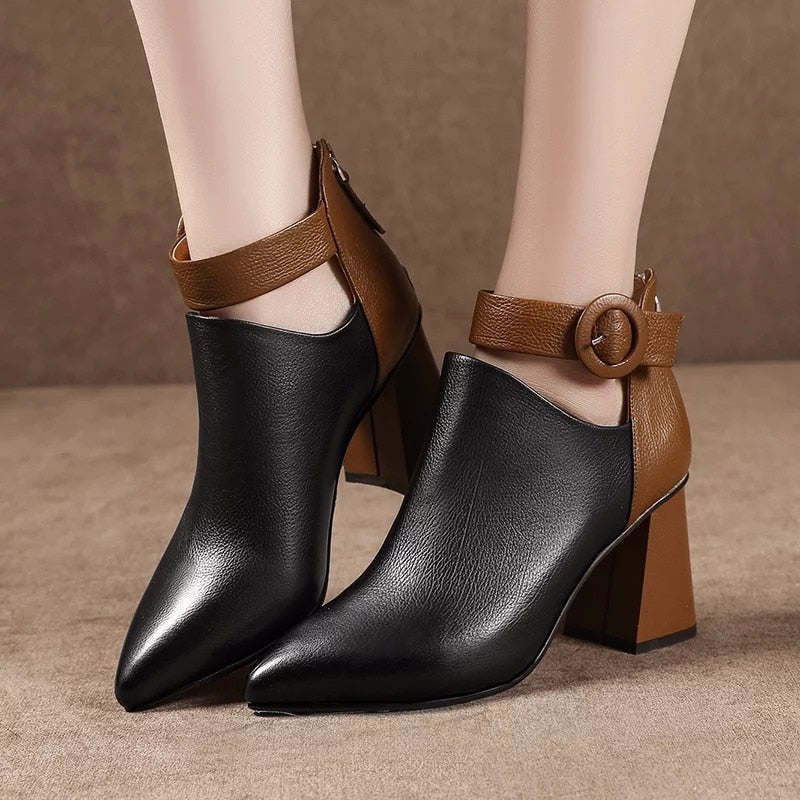 New Autumn Early Winter Shoes Women Boots Fashion Ladies High Heels Boots Pointed toe Woman Party Shoes Women Ankle Boots - Executive-Skincare