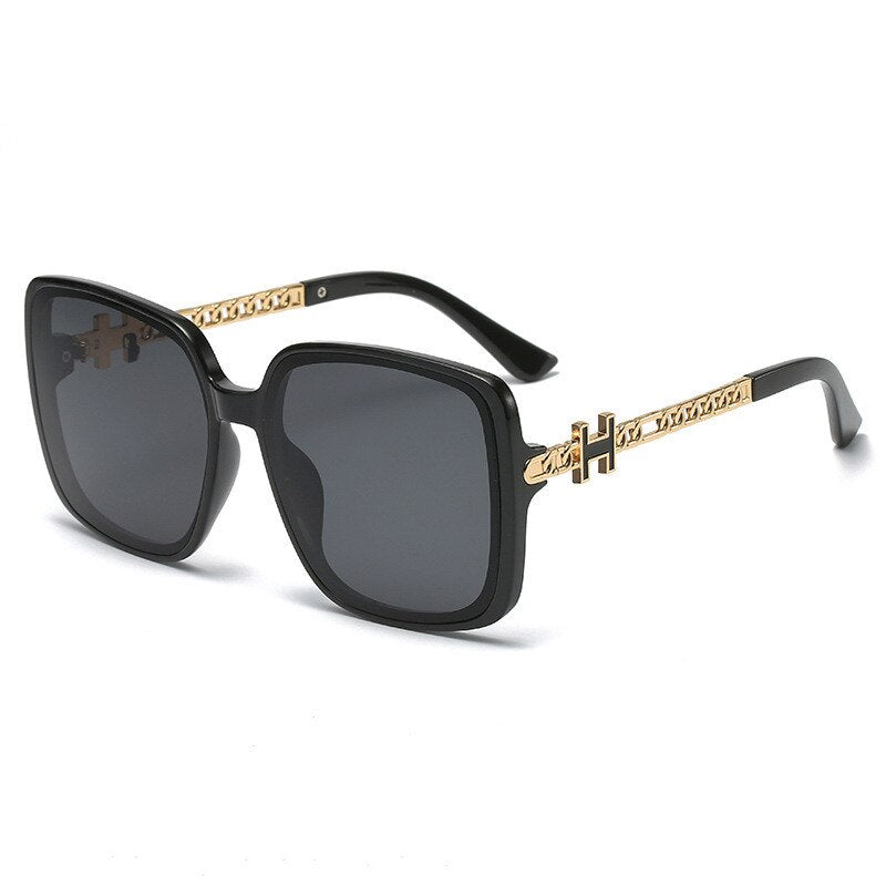 2022 new H fashion large frame personalized rivet European and American fashion sunglasses chain leg street photography face cov - Executive-Skincare