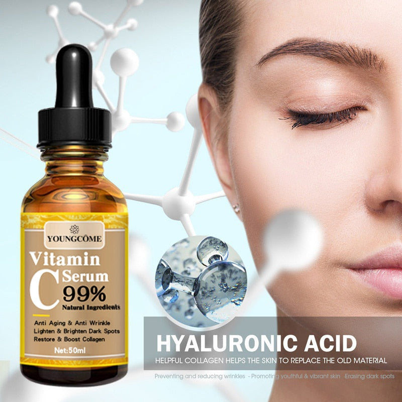 YOUNGCOME New Vitamin C Whitening Face Serum Hyaluronic Acid Facial Skin Spot Purifying Serum Dark Spot Remover Cosmetics - Executive-Skincare