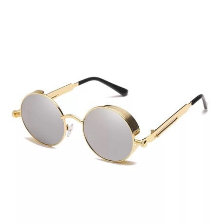 Classic Gothic Steampunk Sunglasses Luxury Brand Designer High Quality Men and Women Retro Round Metal Frame Sunglasses UV400 - Executive-Skincare