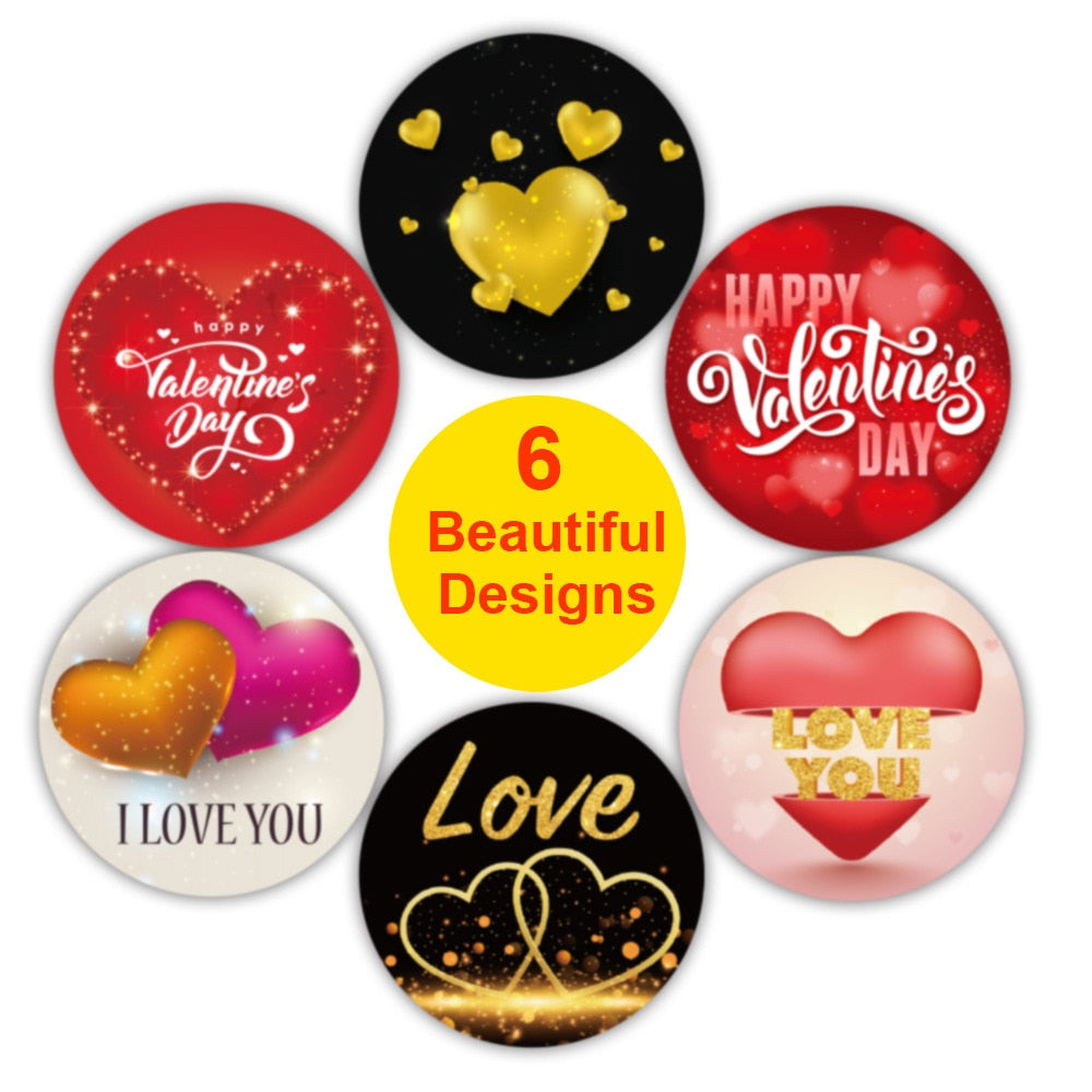 500Pcs Valentines Day Heart Sticker Thank you Candy Bag Seal Sticker Scrapbooking Valentines Gift Box Label Decoration - Executive-Skincare