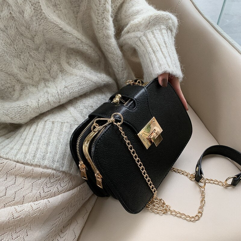 New Fashion Women Shoulder Crossbody Bag Chain Strap Flap Purse Ladies Clutch Bag Leather Messenger Bags with Metal Buckle сумки - Executive-Skincare