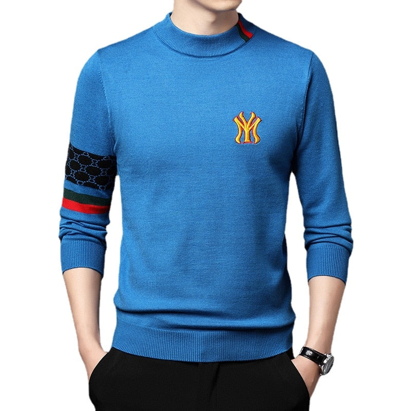 2022 Men&#39;s Mock Neck Pullovers Casual Male Designer Clothing Turtleneck Sweater Luxury Knit Embroidered Sweaters Top Grade S-4XL - Executive-Skincare