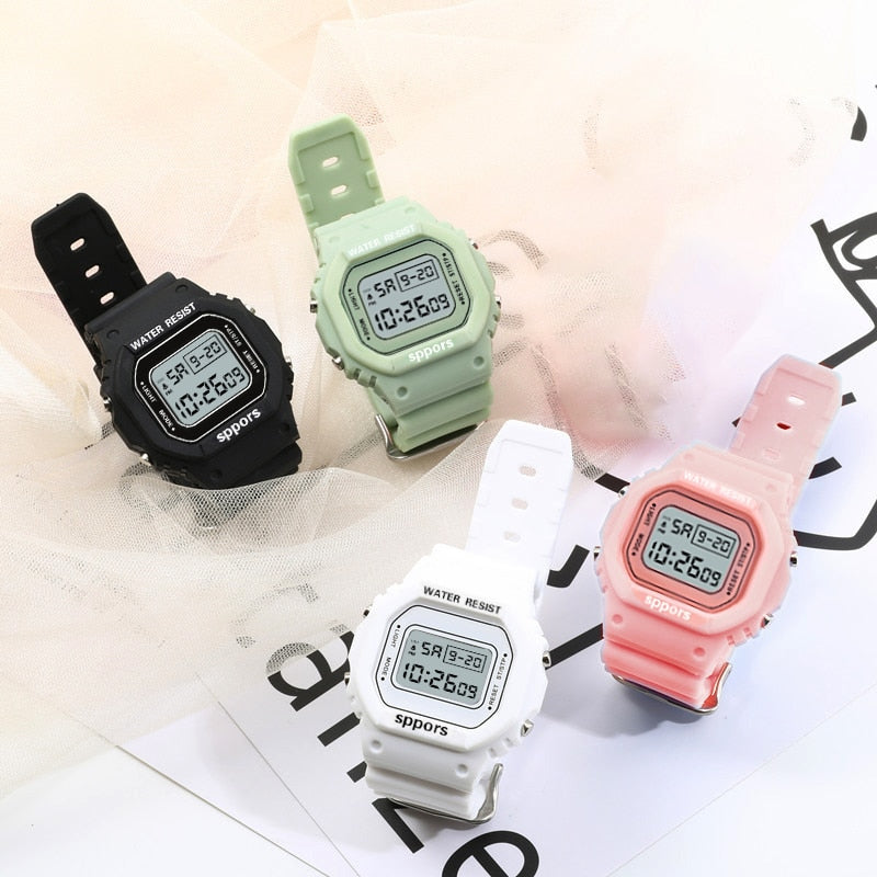 PCV/F91W Steel Strap Watch LED Digital Watch Square Women Watches Vintage Sports Military Watches Electronic Wrist Band Clock - Executive-Skincare