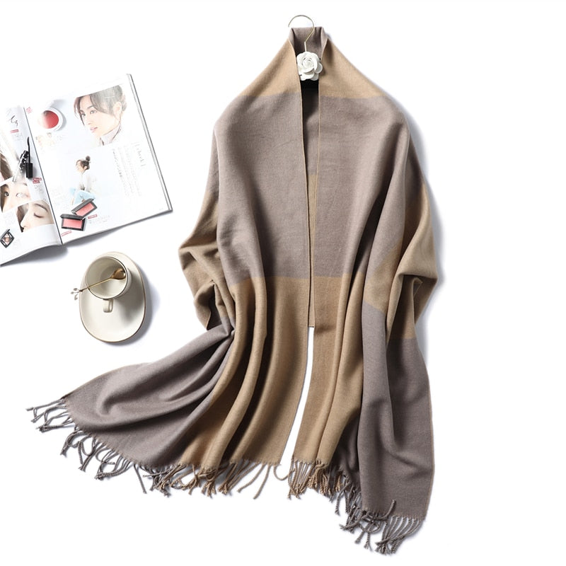 Winter Cashmere Scarf Women Thick Warm Shawls Wraps Lady Solid Scarves Fashion Tassels Pashmina Blanket Quality Foulard 2022 New - Executive-Skincare