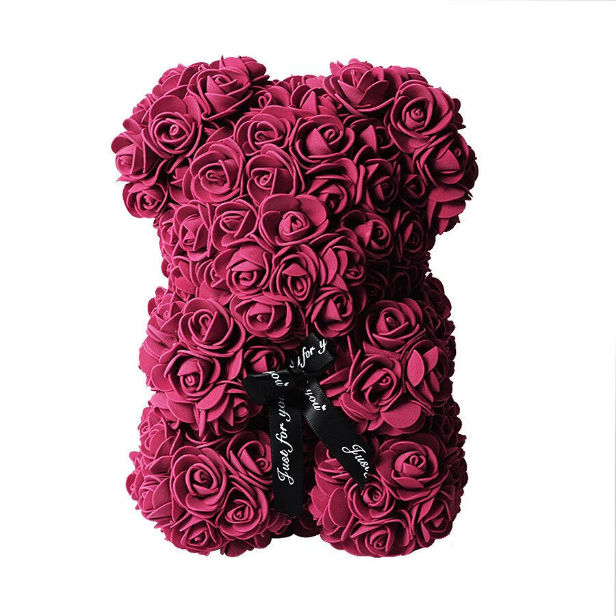 Drop shipping Valentines Day Gift 25cm Red Bear Rose and Rose Teddy Dog Flower Artificial Deco Christmas Gift Mother &#39;s gift - Executive-Skincare