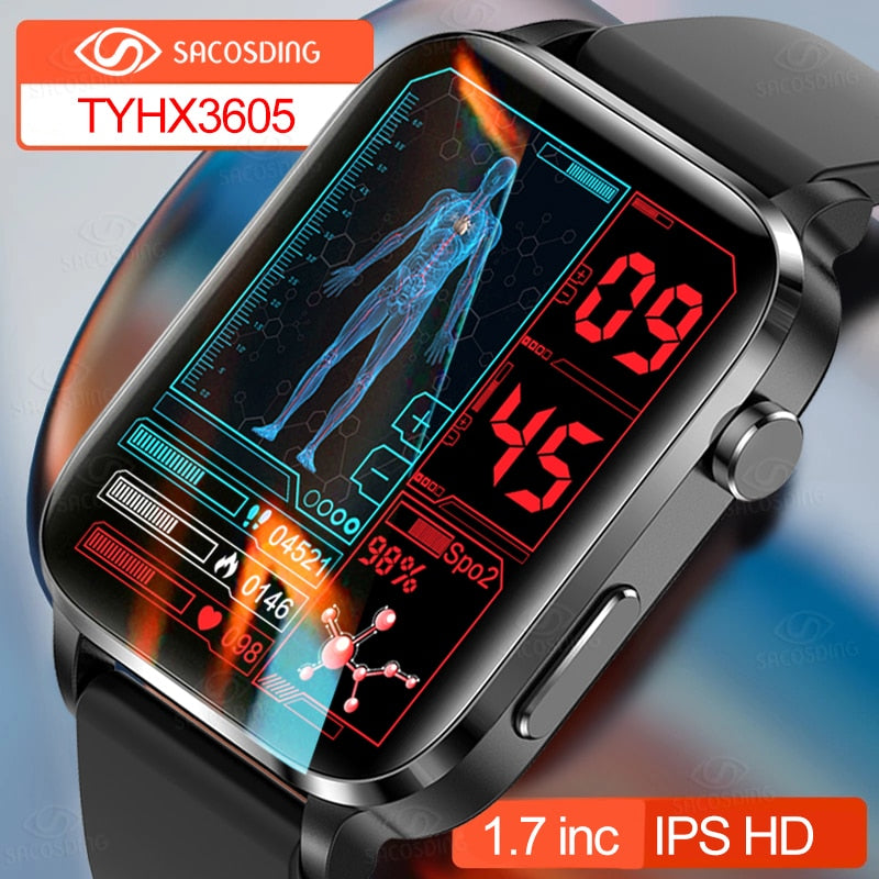 2023 New Thermometer Smart Watch Men Sangao Laser Treat Health Heart Rate Blood Pressure Sport Smartwatch Sleep Monitoring+Gift - Executive-Skincare