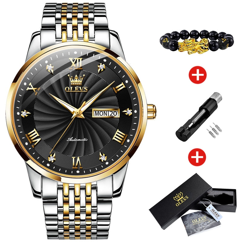 Top Brand OLEVS Luxury Watch Men Automatic Mechanical Business Male Watch Luminous Stainless Steel Waterproof montre homme 6630 - Executive-Skincare