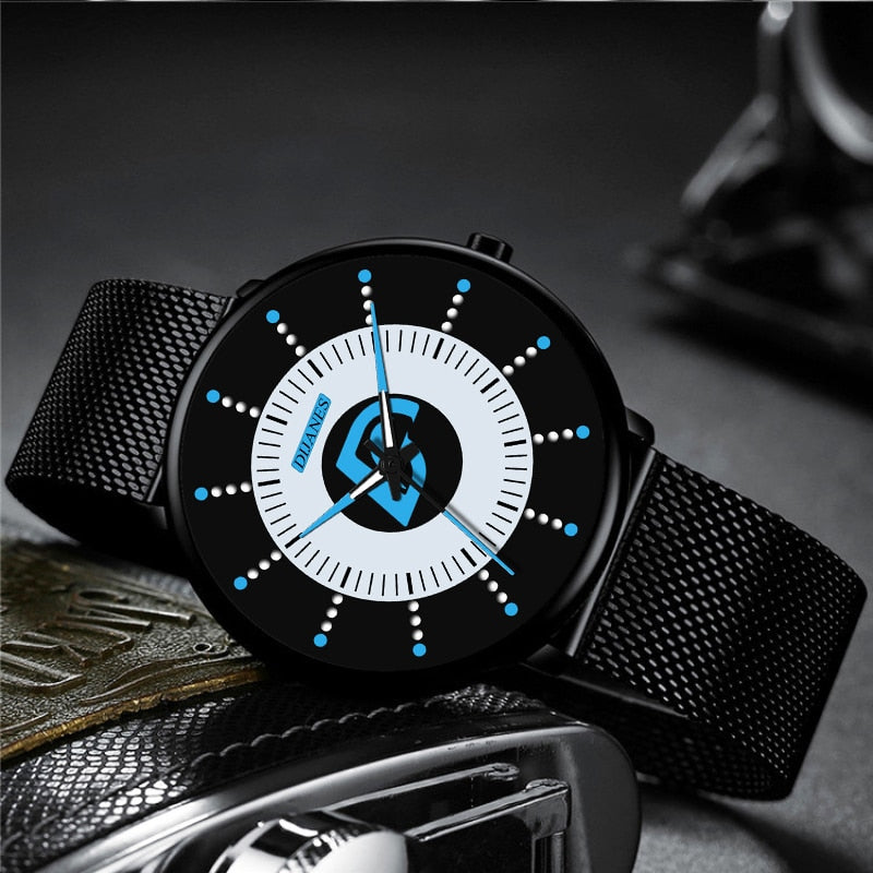 Minimalist Mens Fashion Black Classic Watches Luxury Men Business Casual Quartz Watch Mesh Belt Luminous Clock relogio masculino - Executive-Skincare