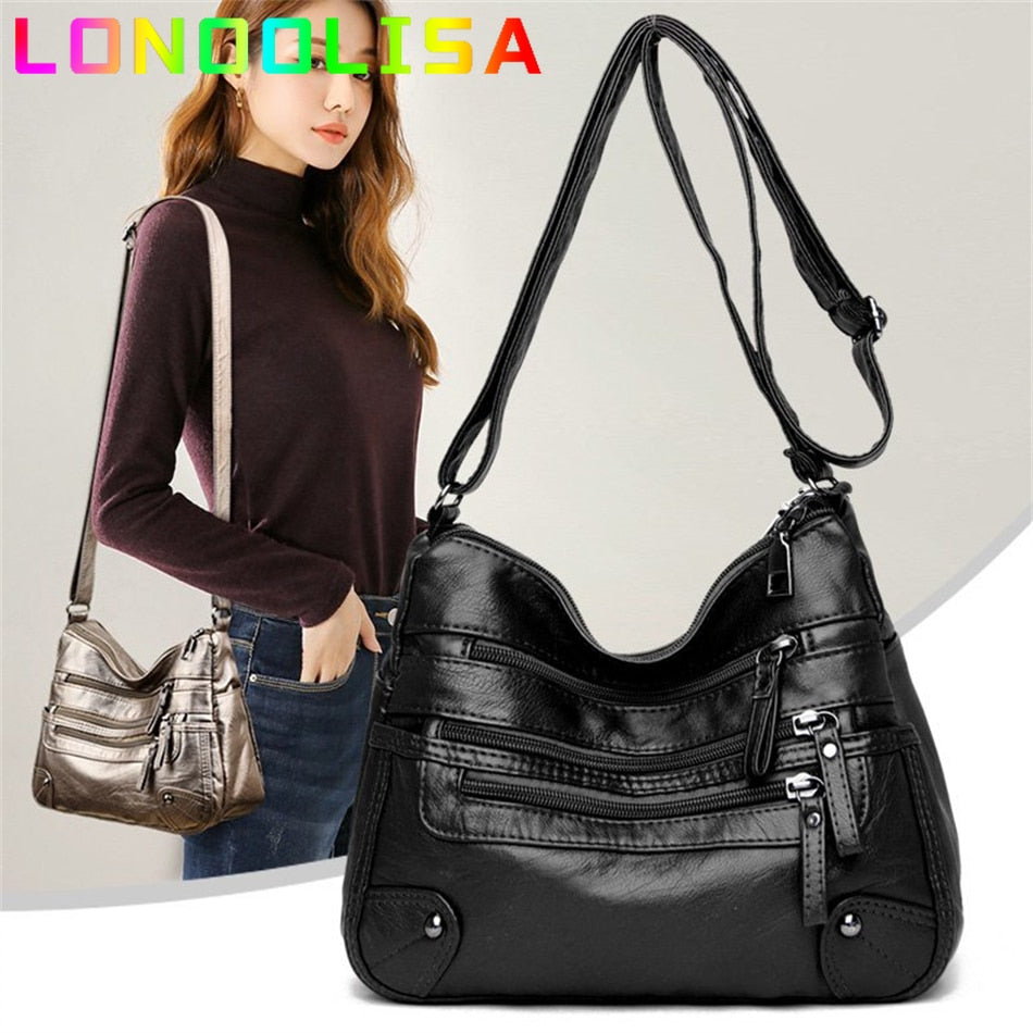 High Quality Women&#39;s Soft Leather Shoulder Bags Multi-Layer Pockets Classic Crossbody Bag Luxury Designer Handbags and Purses - Executive-Skincare