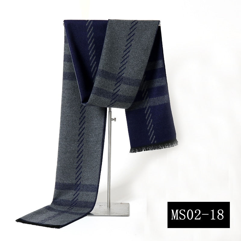 Luxury Brand Plaid Cashmere Scarf for Men Winter Warm Neckerchief Male Business Scarves Long Pashmina Christmas Gifts - Executive-Skincare