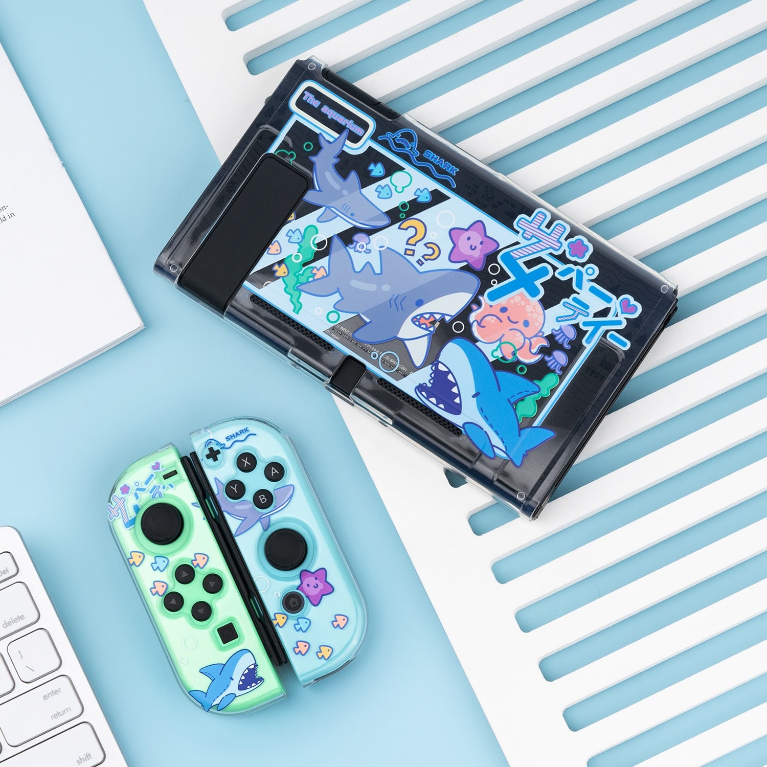 GeekShare Nintendo Switch Shell Cute Shark Party TPU Soft Full Cover Case For Nintendo Switch Joy-con Cover Shell NS Accessories - Executive-Skincare