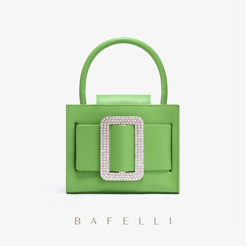 BAFELLI 2022 NEW FASHION LUXURY SMALL BOXY BRAND MINI MESSENGER BAG DIAMOND SQUARE BUCKLE HANDBAG CASUAL FEMALE PURSE SHOULDER - Executive-Skincare