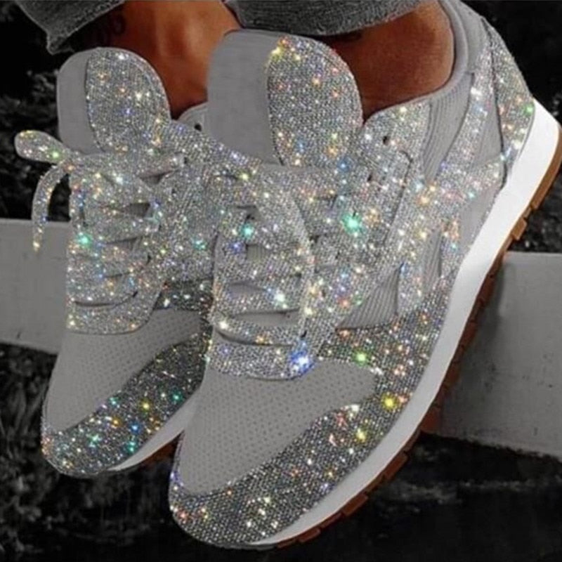 Hot 2022 Women Sequined Glitter Sneakers, Casual Lace-up Shoes, Sparkling, Flat and Casual shoes for women sneakers  shose women - Executive-Skincare