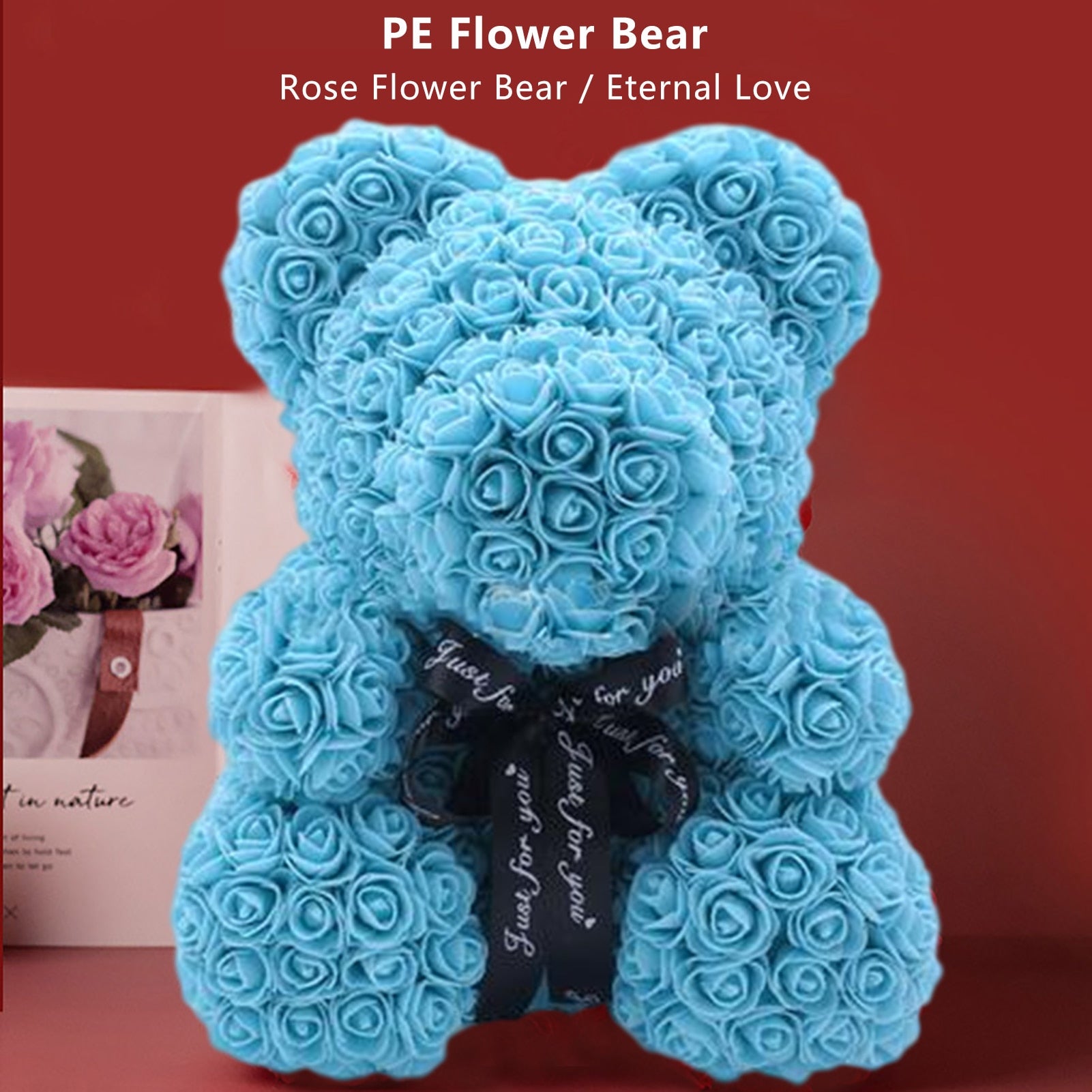 Valentines Day Gift Forever Teddy Bear Rose Artificial Flowers Gift Box Girlfriend Anniversary Xmas Birthday Gifts Wedding Party - Executive-Skincare