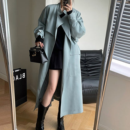 Women&#39;s Belted Long Windbreaker Women&#39;s Coat Korean Casual Slim Cardigan - Executive-Skincare