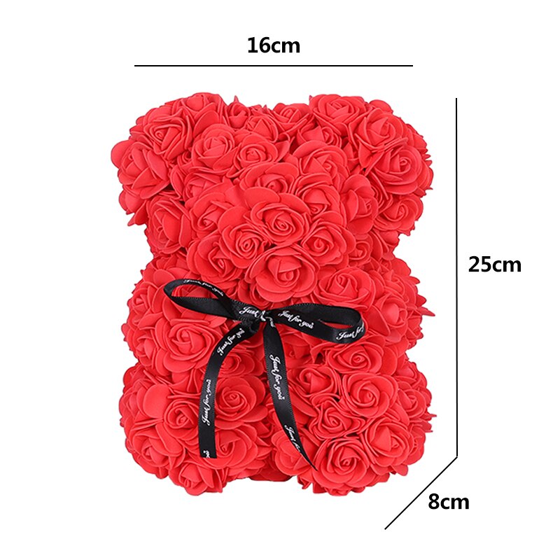 25cm Rose Bear Heart Artificial Flower Rose Teddy Bear for Home Girl Birthday Christmas Valentine  Gift Wedding Party Decoration - Executive-Skincare