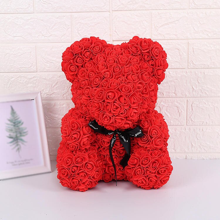 25cm Teddy Rose Bear Artificial Rose Flowers For Girlfriend Valentine&#39;S Day Christmas Gift Rose Of Bear Birthday Wedding Present - Executive-Skincare