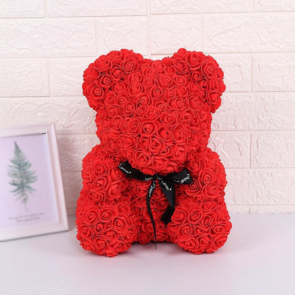 25cm Teddy Rose Bear Artificial Rose Flowers For Girlfriend Valentine&#39;S Day Christmas Gift Rose Of Bear Birthday Wedding Present - Executive-Skincare